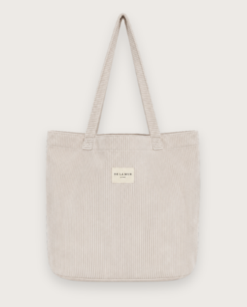 Stor Tote Bag Beige Fløjl Rummelig Taske Til Skole Fritid